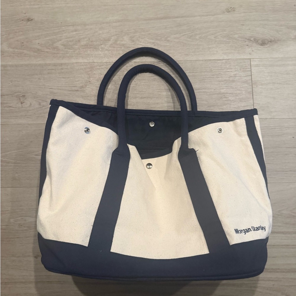Canvas Tote Bag with Navy Accents Morgan Stanley